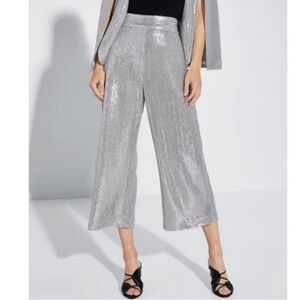 Zara Silver Sequin Cropped Pants
